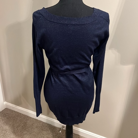 Blue Tunic/ Sweater Tie Waist Dress - Picture 4 of 4